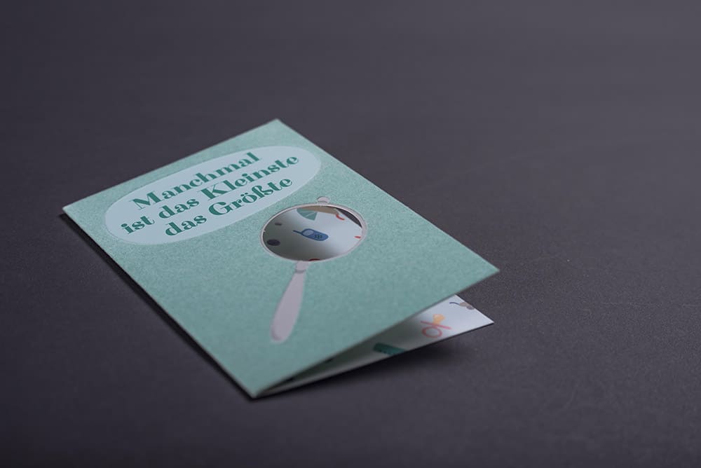 Kindergeburtstagskarte mit grünem Flock außen veredelt