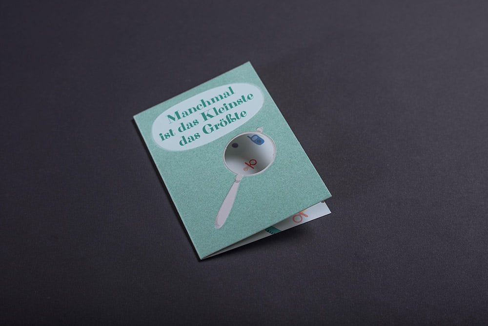 Geburtstagskarte außen mit grünem Flock veredelt