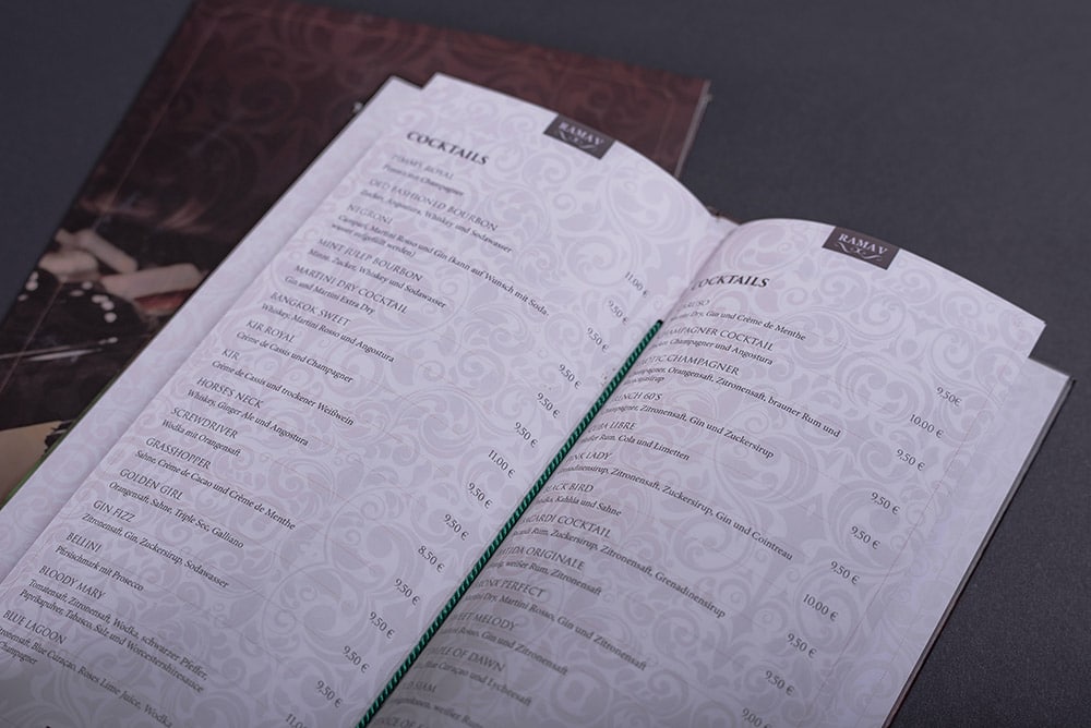 Speise- und Cocktailkarte