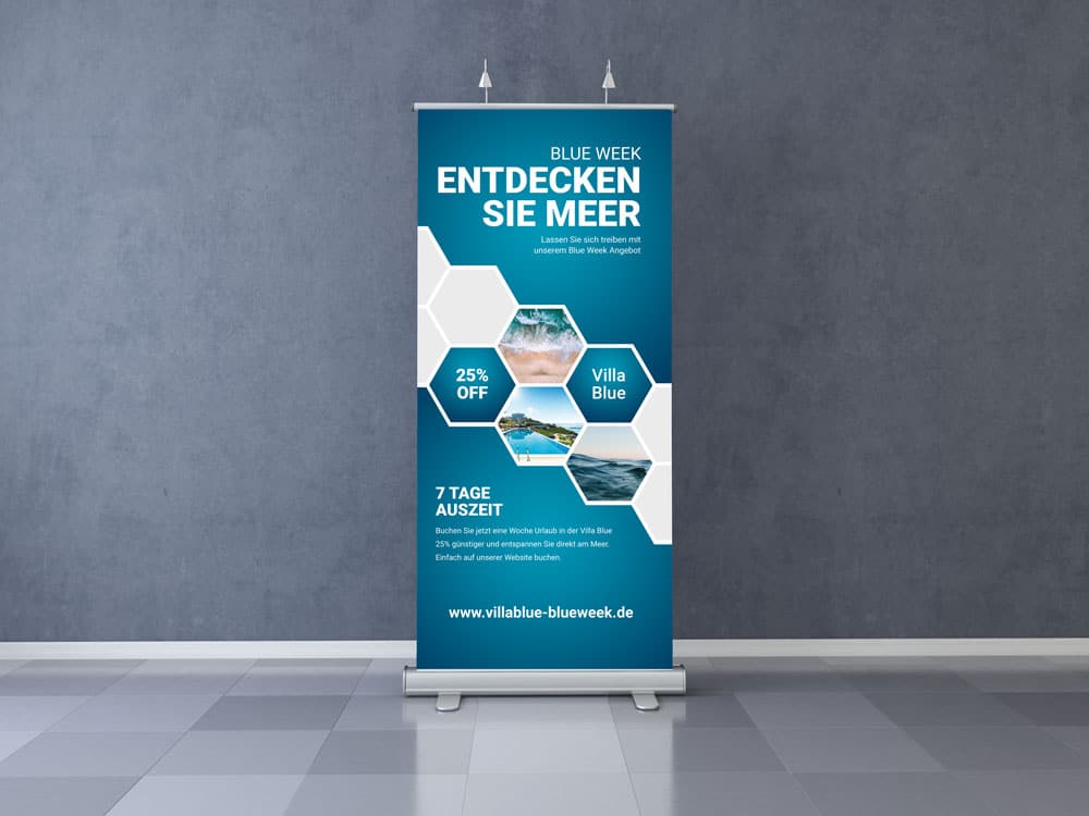 Es ist ein hochwertig gedrucktes Roll-Up zu sehen