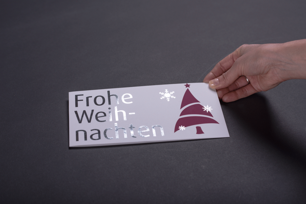 Weihnachtskarte Softtouch und Silberfolie animiert