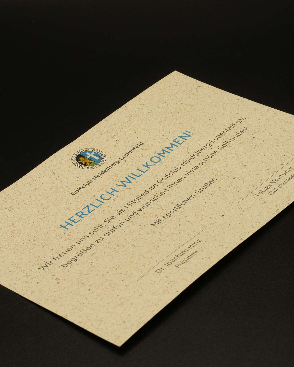 Karte gedruckt auf Graspapier