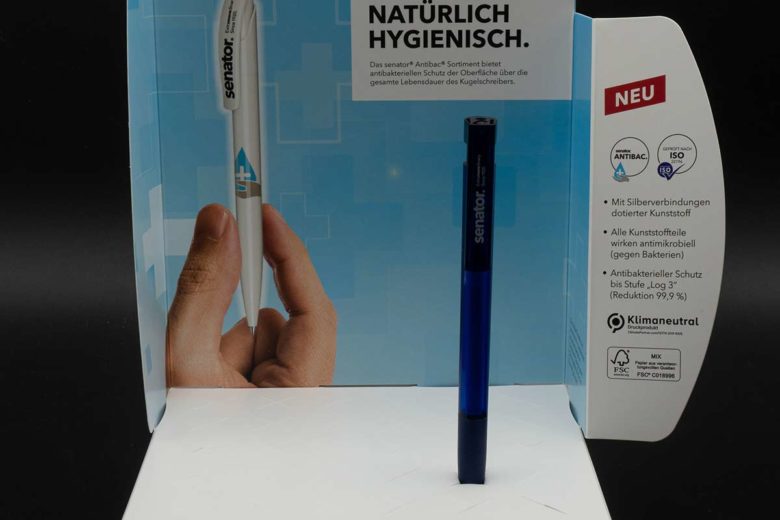 Präsentationsbox, nachhaltig und mit virenreduziertem Lack